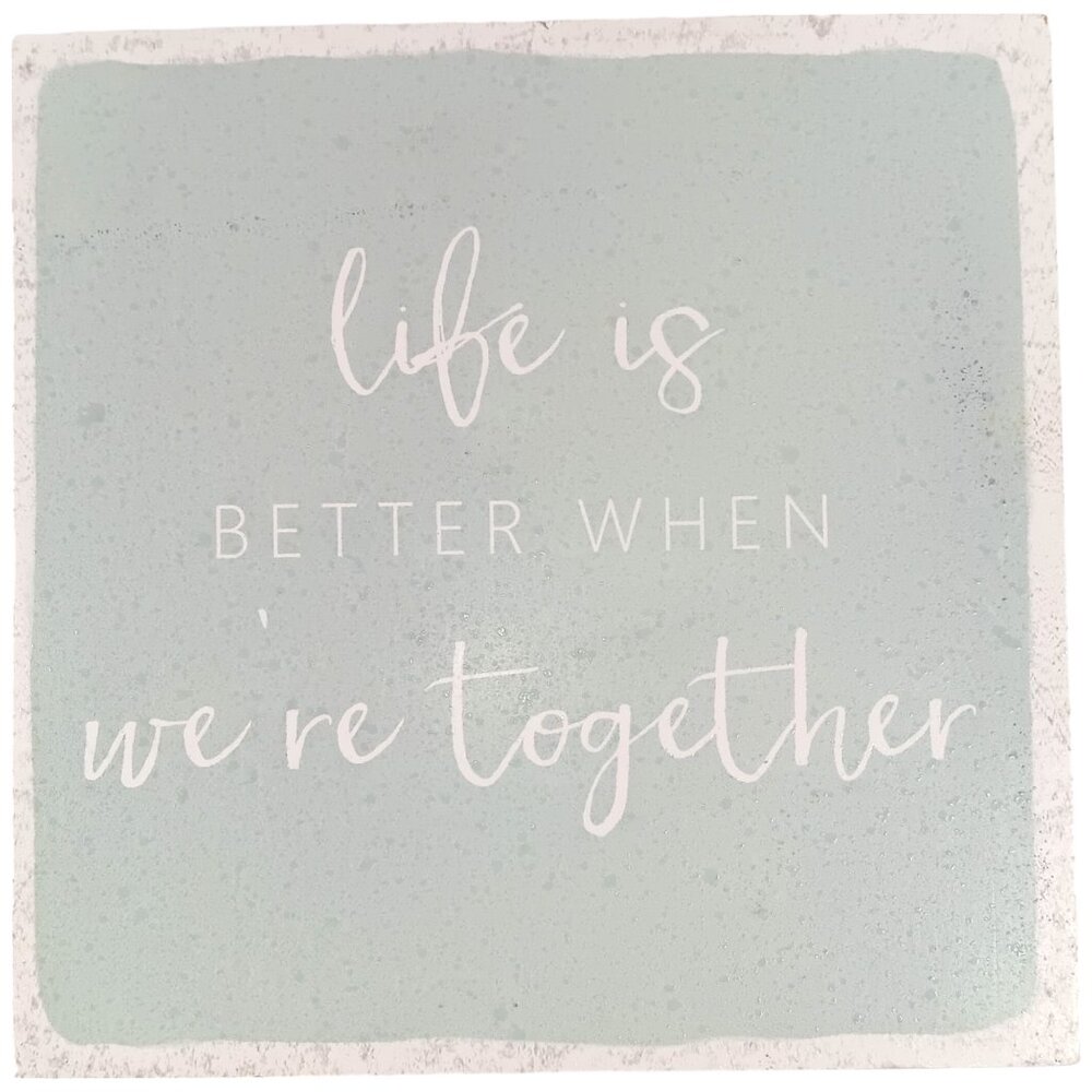 HAPPY LARRY- Life is Better- Wall & Shelf Decor- Mint- 6 X 6- Home Accent - Picture 2 of 7
